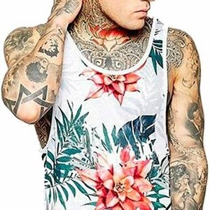 Men's Floral Tank Top Sleeveless Tees Casual